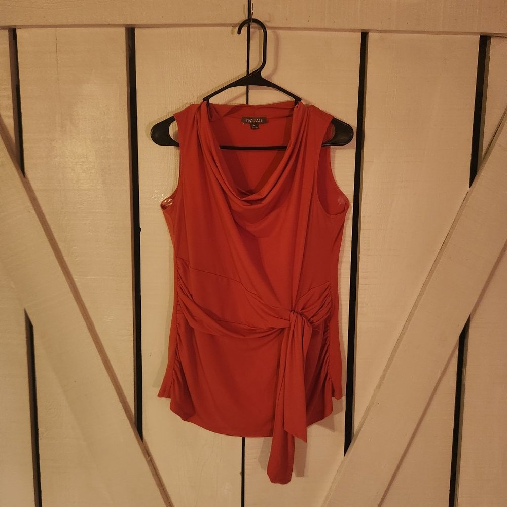 Roz & Ali Burn Orange Sleeveless Blouse - M
